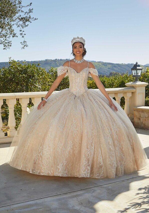 Style 89430 | Patterned Glitter Quinceañera Dress with Bow