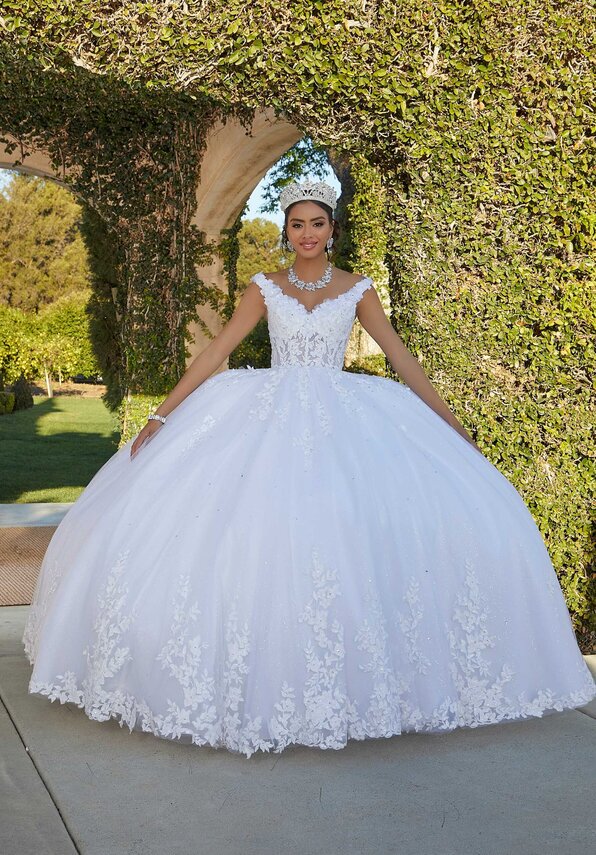 Style 89432 | Floral Lace Quinceañera Dress with Crystal Beading
