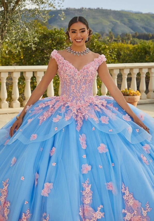 Style 89437 | Contrasting Floral Applique Quinceañera Dress - Image 2