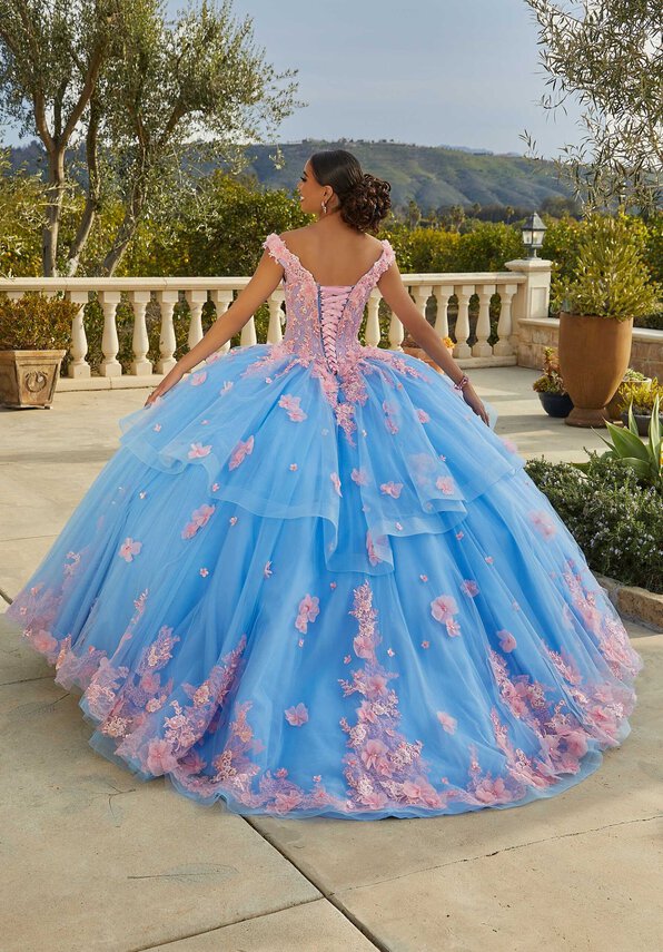 Style 89437 | Contrasting Floral Applique Quinceañera Dress - Image 3
