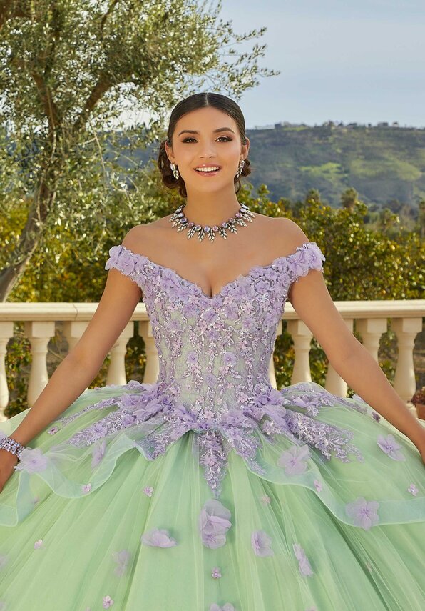 Style 89437 | Contrasting Floral Applique Quinceañera Dress - Image 5