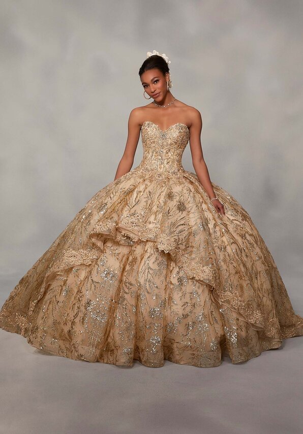 Style 34055 | Embroidered Lace High Low Quinceañera Dress - Image 5