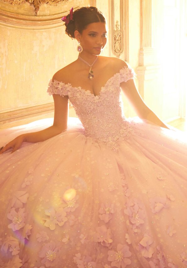 Style 34063 | Floral Patterned Glitter Quinceañera Dress - Image 5