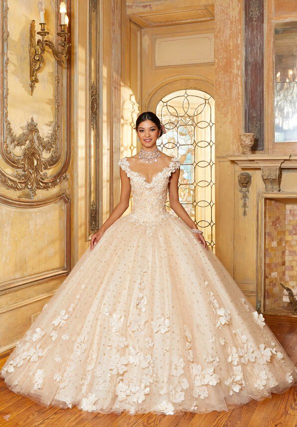 Style 34063 | Floral Patterned Glitter Quinceañera Dress - Image 6