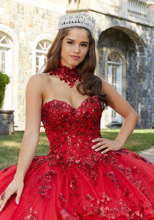 Style 60172 | Sparkle Tulle Quinceañera Dress with Long Pouf Sleeves - Image 2