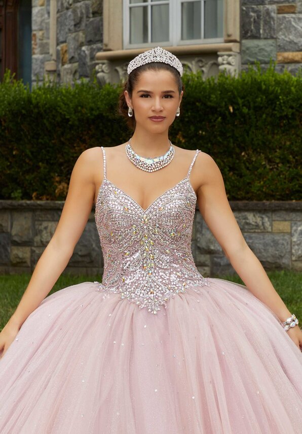 Style 60175 | Rhinestone and Crystal Beaded Quinceañera Dress with Bow - Image 2