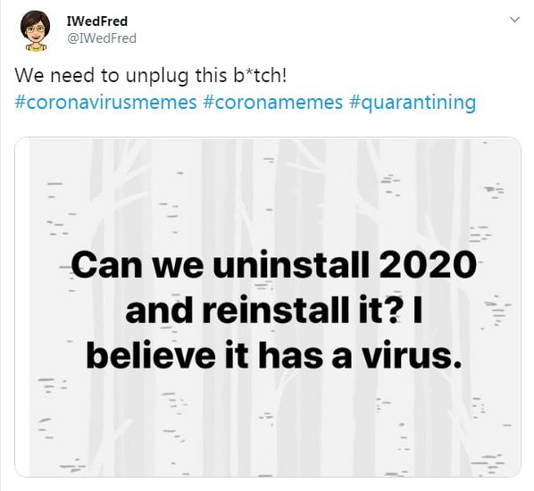 Conoronavirus meme - uninstall 2020