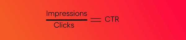 Card showing the click through formula: impressions divided by clicks