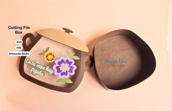 Archivo para recortar y armar caja en forma de olla