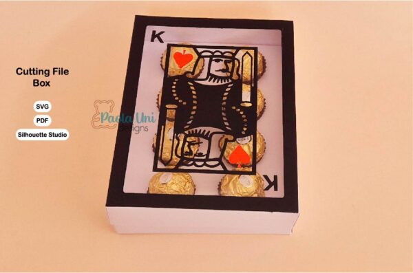 52 Archivo digital para recortar y armar caja en forma de carta de baraja naipe con soporte de chocolates