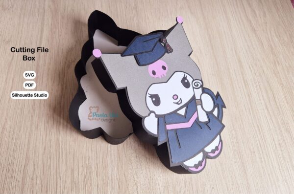 Archivo para recortar y armar caja en forma de Kuromi grado