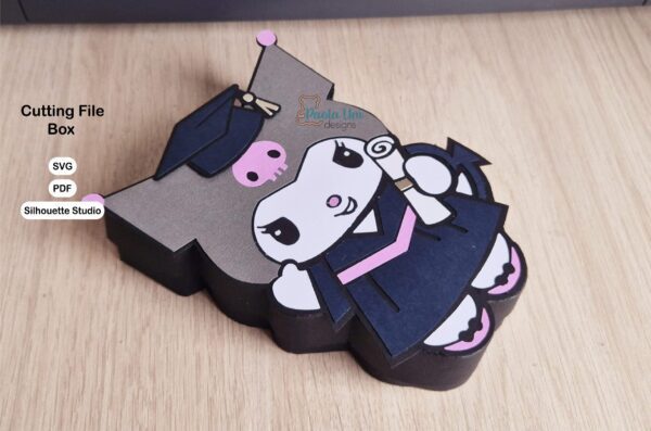 Archivo para recortar y armar caja en forma de Kuromi grado