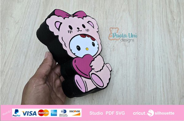 Archivo para recortar y armar caja en forma de kitty San Valentin - Imagen 2