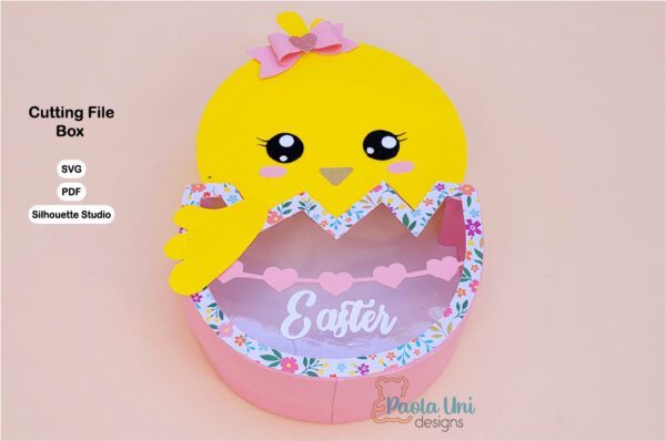 Archivo para recortar y armar caja para pascua pollo