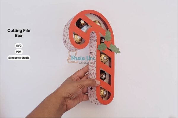 Caja en forma de Baston de Navidad