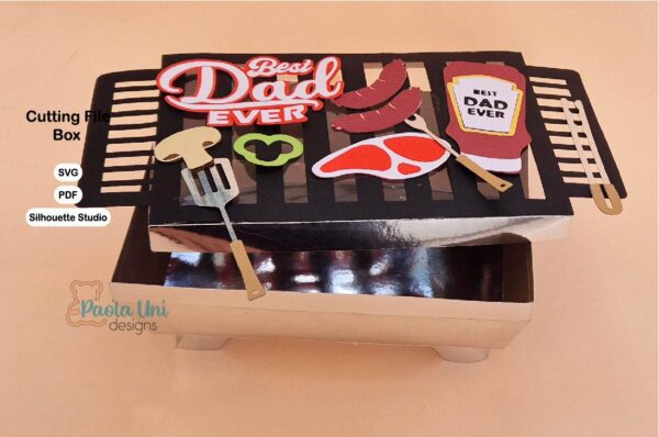 Archivo digital para recortar y armar caja en forma de parrilla asador bbq