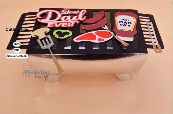 Archivo digital para recortar y armar caja en forma de parrilla asador bbq