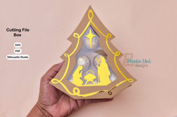 Archivo para recortar y armar caja en forma de arbol navideño