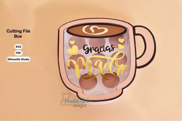 Archivo para cortar y armar caja en forma de taza con soporte de chocolates para cualquier ocasión especial
