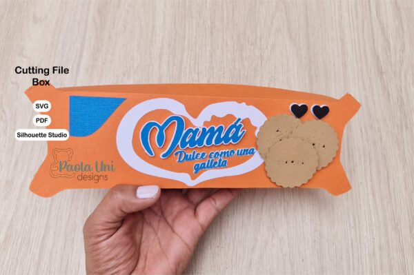 Archivo para recortar y armar caja en forma de galleta María con soporte de chocolates