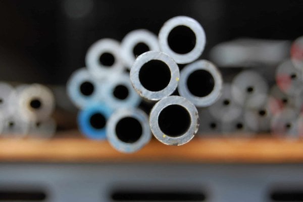 Close up of metric metal tube with thick wall