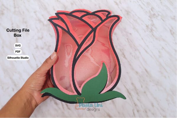 Caja en forma de Rosa archivo para cortar y armar