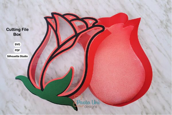 Caja en forma de Rosa archivo para cortar y armar