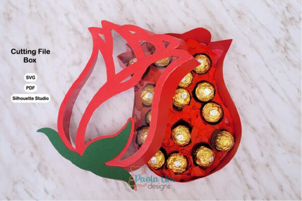 Caja en forma de Rosa archivo para cortar y armar