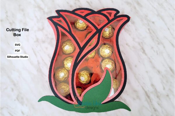 Caja en forma de Rosa archivo para cortar y armar