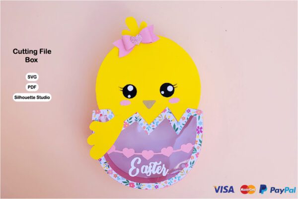 Archivo para recortar y armar caja para pascua pollo