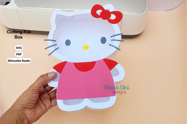 archivo para recortar y armar caja en forma de gata - Imagen 2