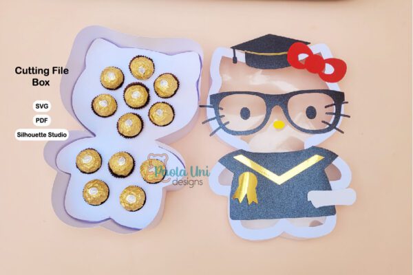 9 archivo para recortar y armar caja en forma de gata