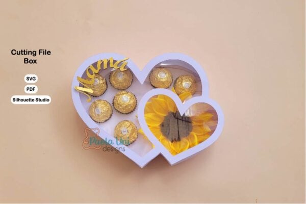 4 Digital Caja Corazón con soporte para chocolates