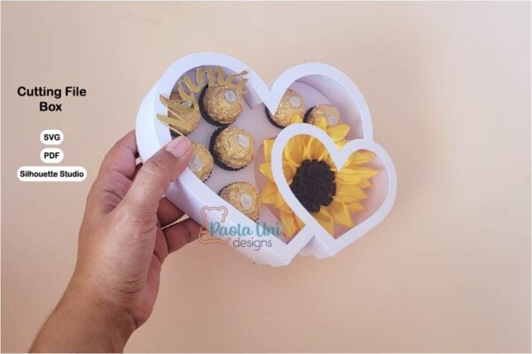 5 Digital Caja Corazón con soporte para chocolates