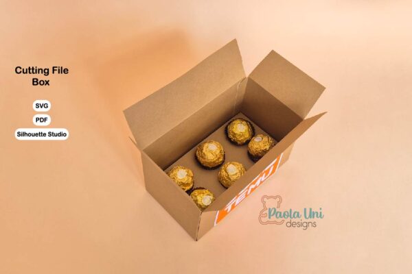 TEMU4 Archivo digital para recortar y armar caja con soporte de chocolates, personaliza a tu gusto
