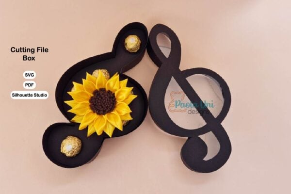 Archivo digital para recortar y armar caja en forma de nota musical