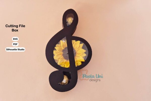 Archivo digital para recortar y armar caja en forma de nota musical