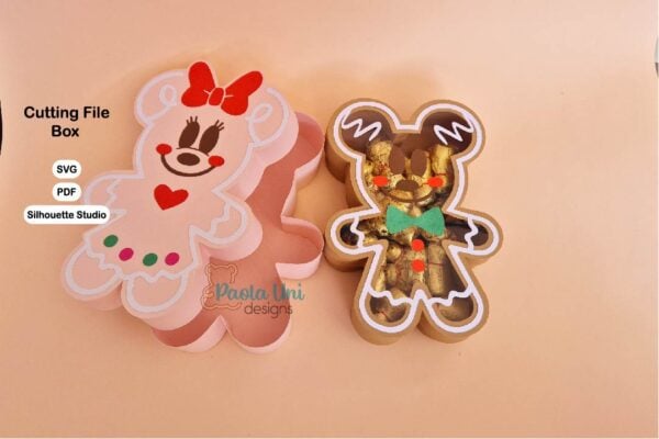Archivo digital para recortar y armar caja en forma de galleta navideña