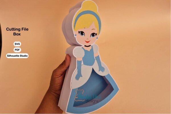 Archivo digital para recortar y armar caja en forma de princesa