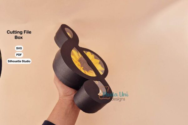 Archivo digital para recortar y armar caja en forma de nota musical