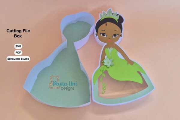 Archivo para recortar y armar caja en forma de princesa