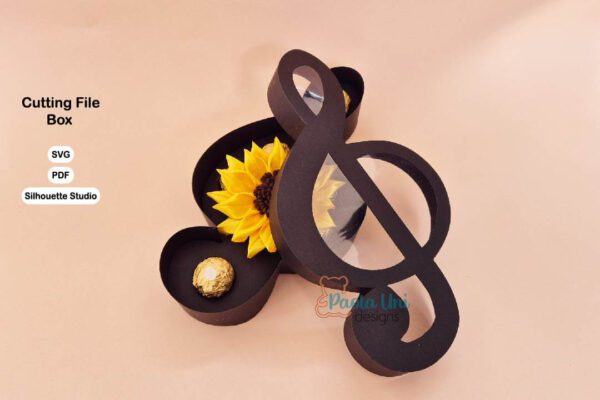 Archivo digital para recortar y armar caja en forma de nota musical