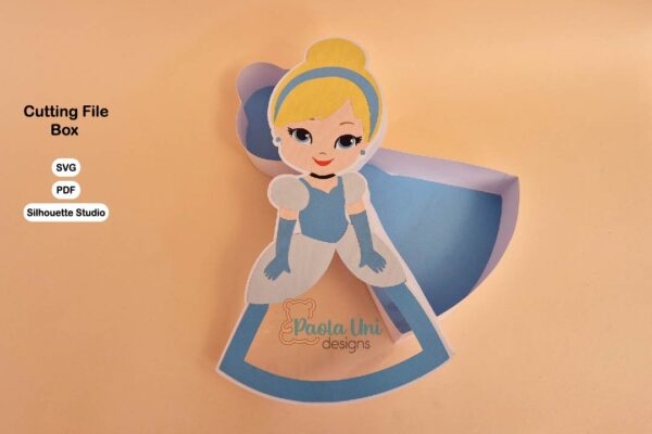 Archivo digital para recortar y armar caja en forma de princesa