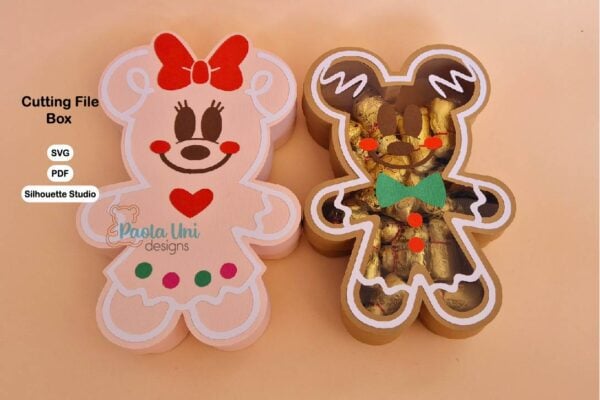 Archivo digital para recortar y armar caja en forma de galleta navideña