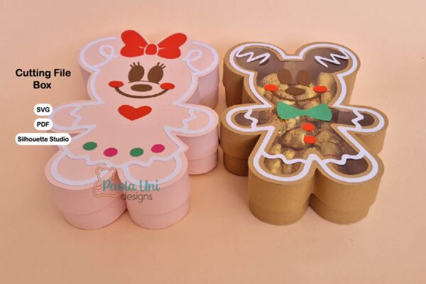 Archivo digital para recortar y armar caja en forma de galleta navideña