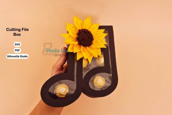 Archivo para recortar y armar caja en forma de nota musical