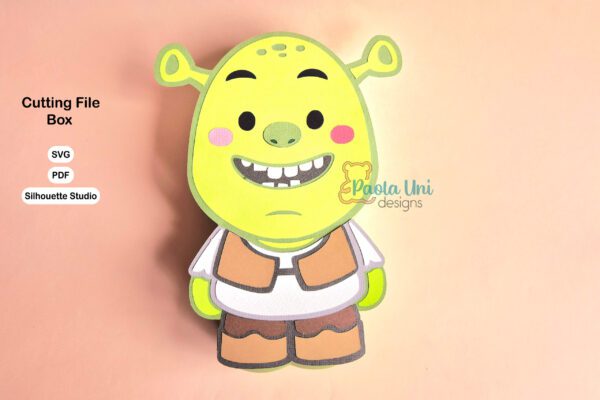 Archivo para recortar y armar caja en forma de ogro para navidad ó cumpleaños