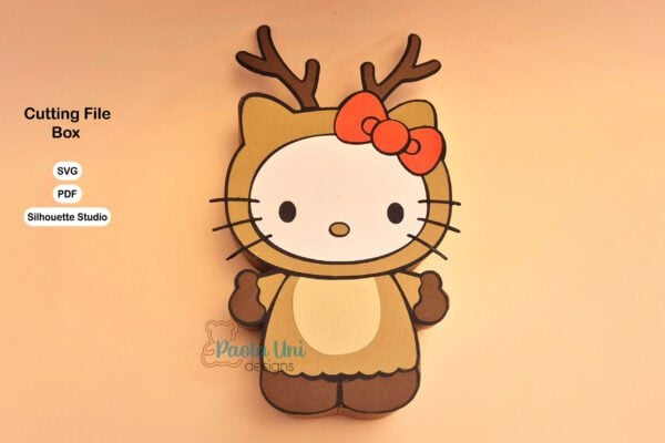 Archivo para recortar y armar caja en forma de kitty reno