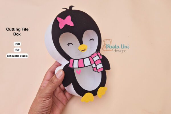 1 Archivo para recortar y armar caja en forma de Pingüino