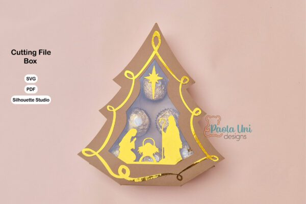 Archivo para recortar y armar caja en forma de arbol navideño